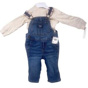 OshKosh B'Gosh Overall Baby 6 MONTH Denim Blue with Shirt NOS with Tags